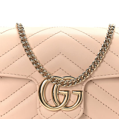 Calfskin Matelasse Super Mini GG Marmont Shoulder Bag Beige