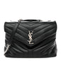 Calfskin Y Quilted Monogram Medium Loulou Chain Satchel Black