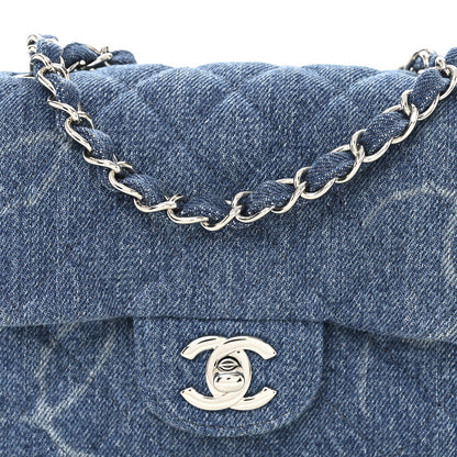 Denim CC Quilted Mini Square Flap Blue