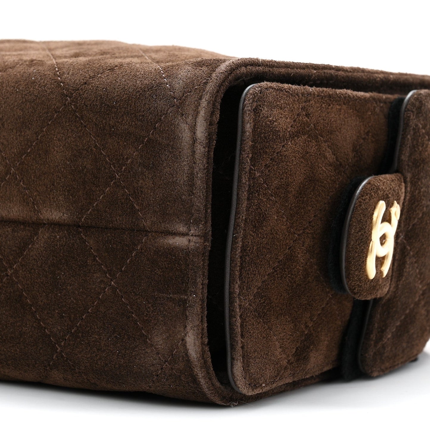 Suede Quilted Mini Chanel 25 Handbag Dark Brown