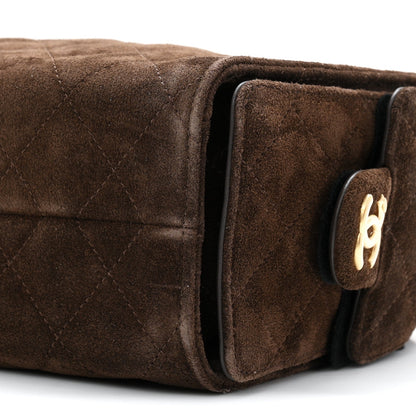 Suede Quilted Mini Chanel 25 Handbag Dark Brown