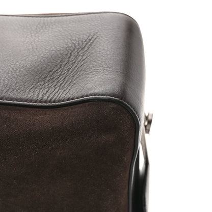 Suede Calfskin Gancini Twins Slouchy Crossbody Bag Brown