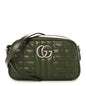 Calfskin Matelasse Aria Small GG Marmont Chain Shoulder Bag Military Wood