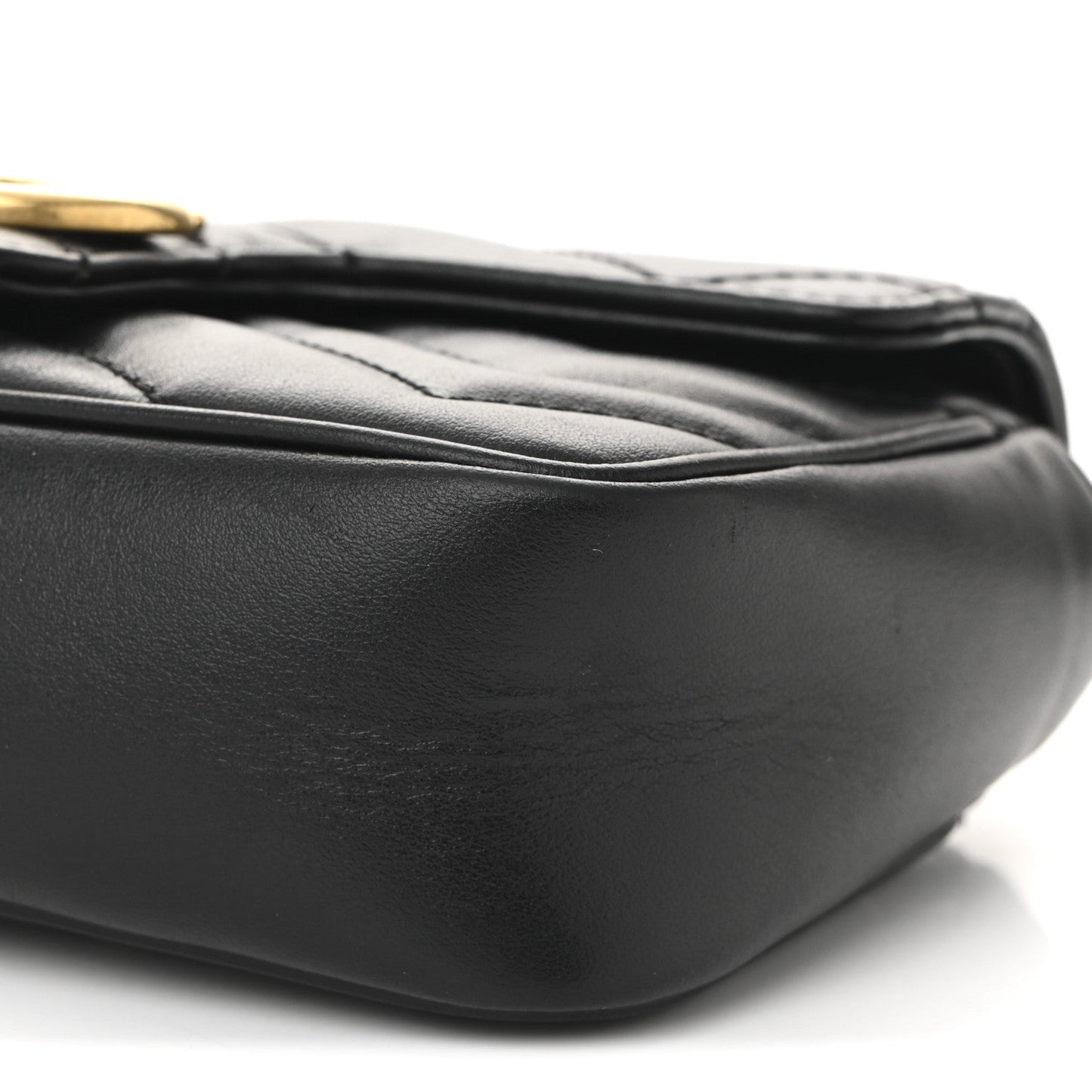Calfskin Matelasse Super Mini GG Marmont Shoulder Bag Black