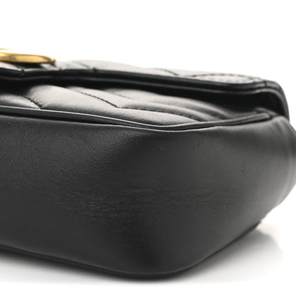 Calfskin Matelasse Super Mini GG Marmont Shoulder Bag Black