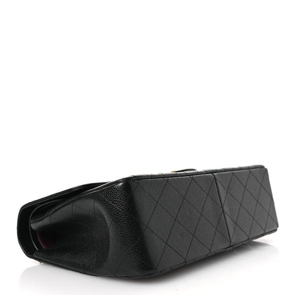 Caviar Quilted Jumbo Double Flap Black