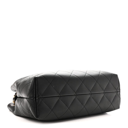 Calfskin Quilted Small Coco Base Shopping Bag Black