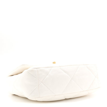 Lambskin Quilted Large Chanel 19 Flap White