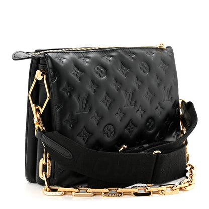 Lambskin Embossed Monogram Coussin PM Black
