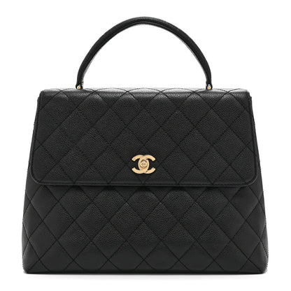 Caviar Quilted Jumbo Kelly Flap Black