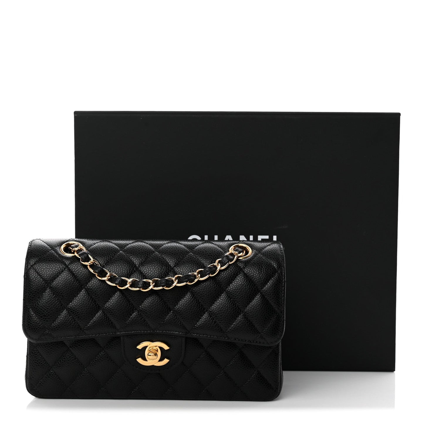 Caviar Quilted Small Double Flap Black