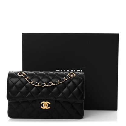 Caviar Quilted Small Double Flap Black