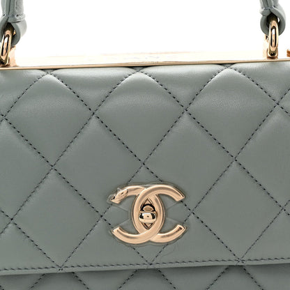 Lambskin Quilted Small Trendy CC Flap Dual Handle Bag Light Grey