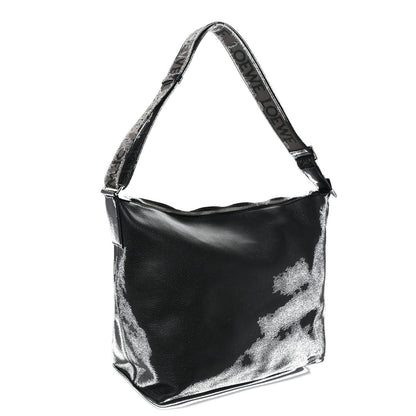 Supple Smooth Calfskin Jacquard Medium Cubi Crossbody Bag Black