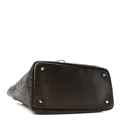 Coated Canvas Cannage Small Panarea Tote Bronze