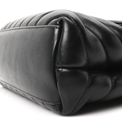 Calfskin Y Quilted Monogram Small Loulou Chain Satchel Black