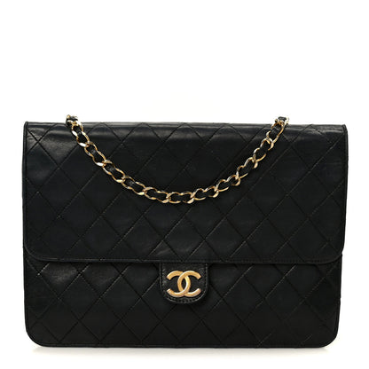 Lambskin Quilted Medium Single Flap Black