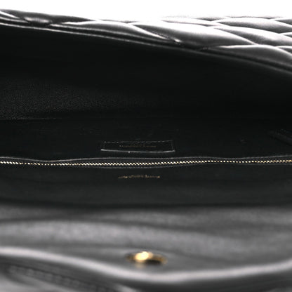 Lambskin Quilted Sade Puffer Envelope Clutch Black