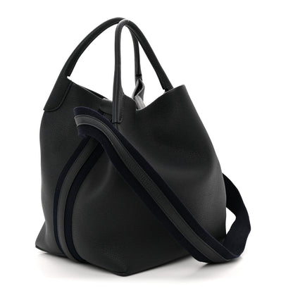 Grained Calfskin Large Bale Bag Navy Blue