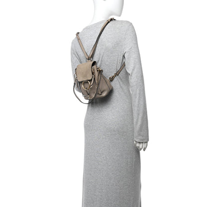 Suede Calfskin Mini Faye Backpack Motty Grey