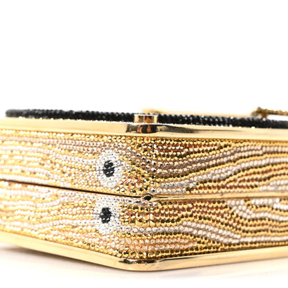 Crystal Turntable Scratch Minaudiere Clutch Champagne