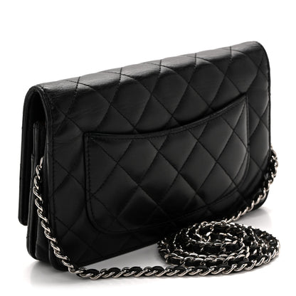 Lambskin Quilted Wallet On Chain WOC Black