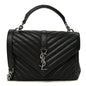 Sheepskin Matelasse Chevron Monogram Monochrome Medium College Bag Black