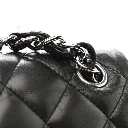 Lambskin Quilted Jumbo Double Flap Black