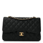 Caviar Quilted Jumbo Double Flap Black