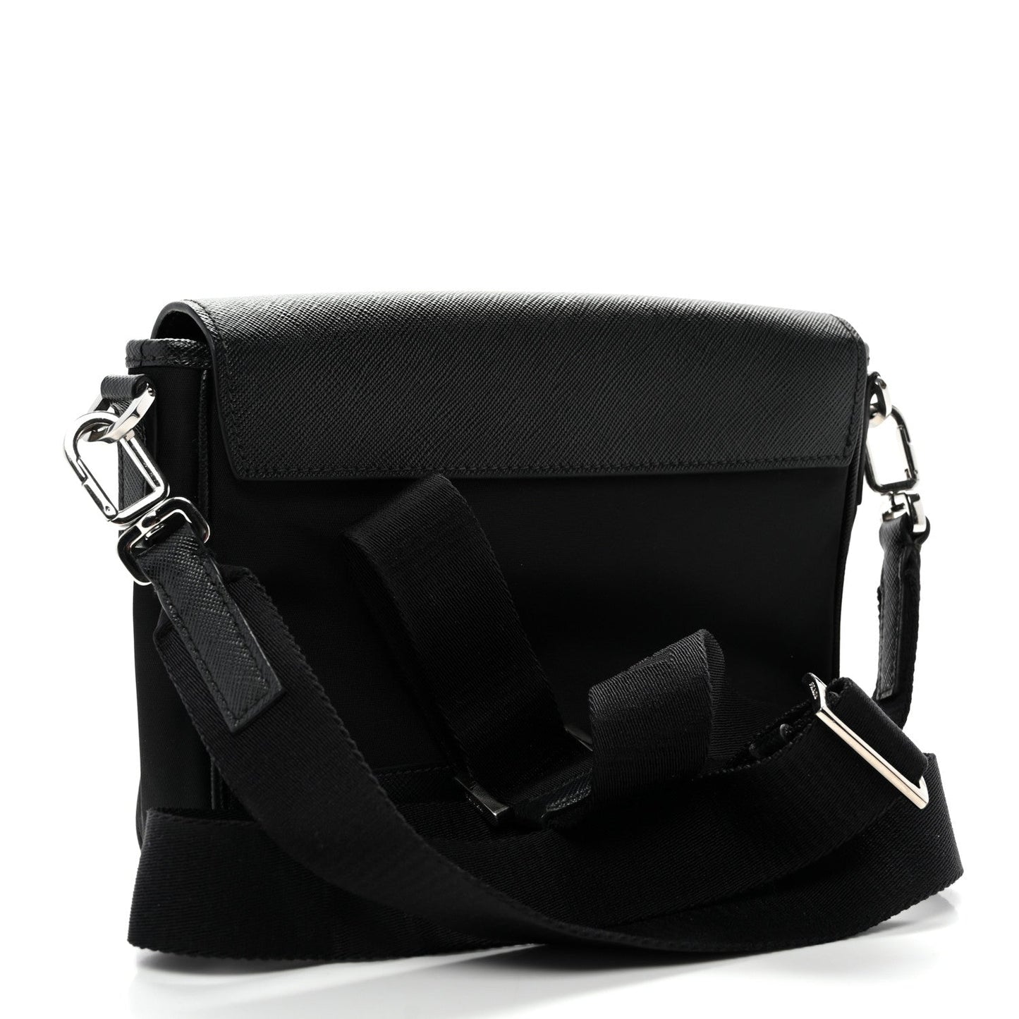 Re-Nylon Saffiano Triangle Shoulder Bag Black