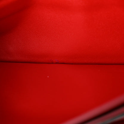 Calfskin Wallet on Chain Red