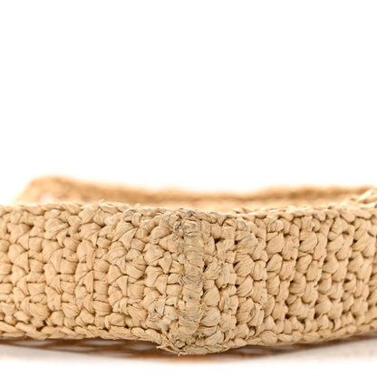 Yarn Raffia Effect Crochet Logo Embroidered Tote Bag Naturale