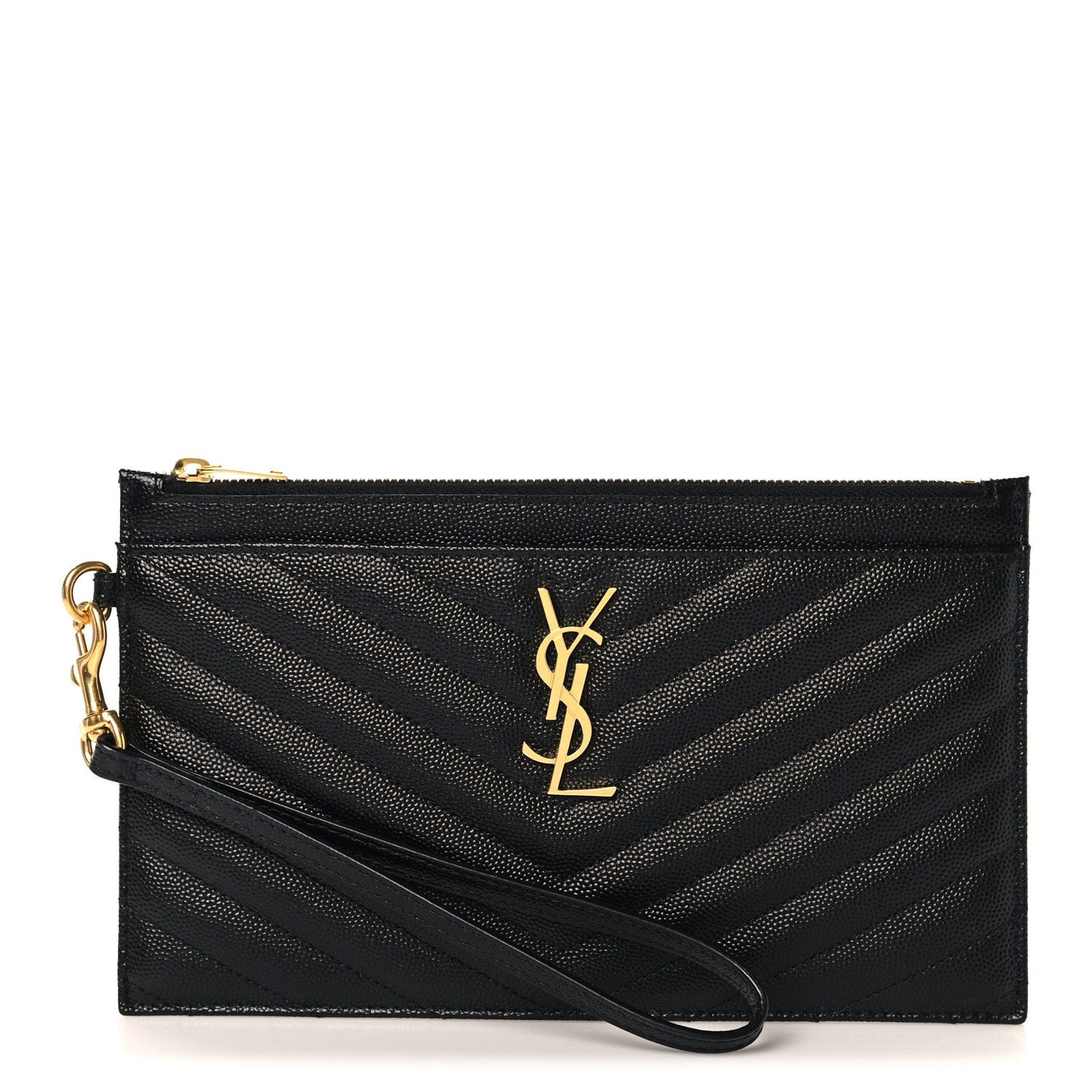 Grain De Poudre Chevron Monogram Large Bill Pouch Black