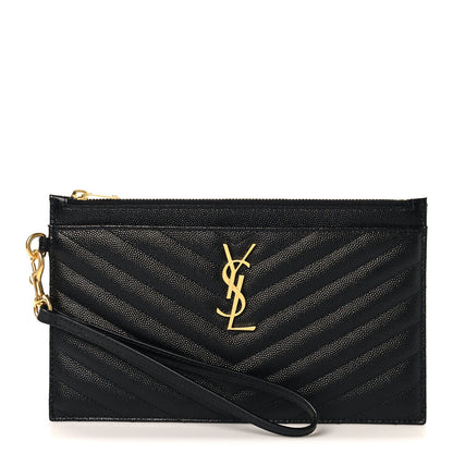 Grain De Poudre Chevron Monogram Large Bill Pouch Black