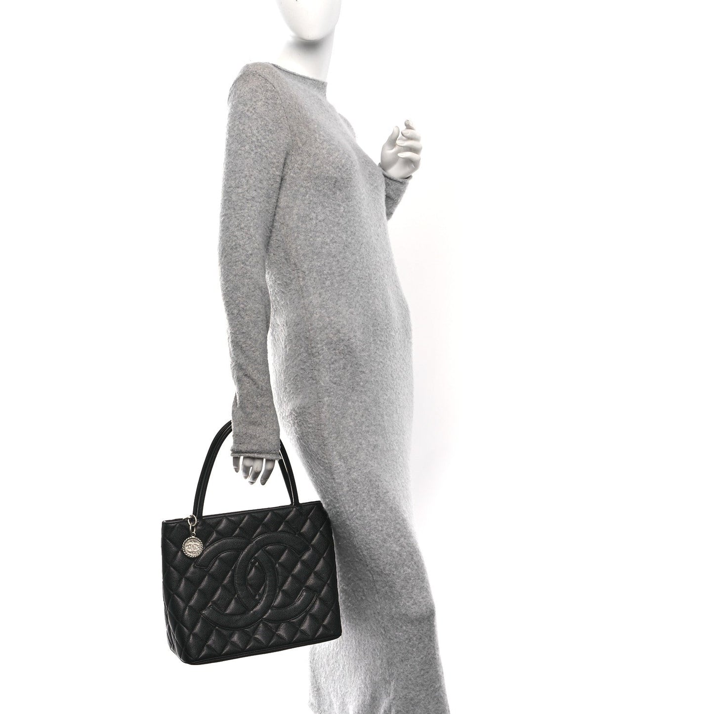 Caviar Quilted Medallion Tote Black
