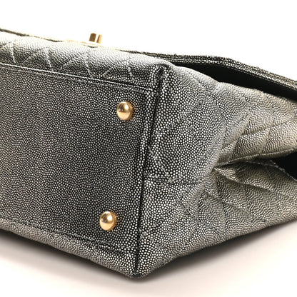 Metallic Caviar Quilted Small Coco Handle Flap Silver