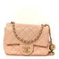 Lambskin Quilted Mini Pearl Crush Flap Light Orange