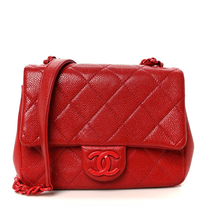 Caviar Quilted Mini Incognito Square Flap Red