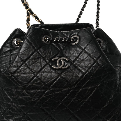 Aged Calfskin Quilted Small Gabrielle Backpack Black