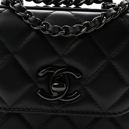 Lambskin Quilted Mini Trendy CC Chain Wallet So Black