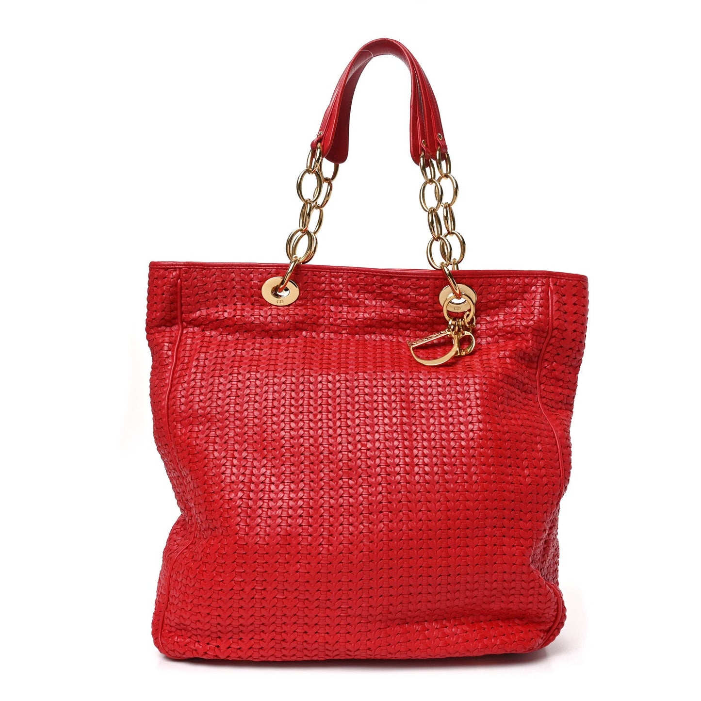 Lambskin Woven Large Dior Soft Tote Rouge Moyen