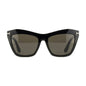 Tom Ford Eyeglasses Cat Eye Full Rim, Shiny Black Frame and Clear Blue Light Block with Magnetic Clip-On Smoke Lens FT5971-B001