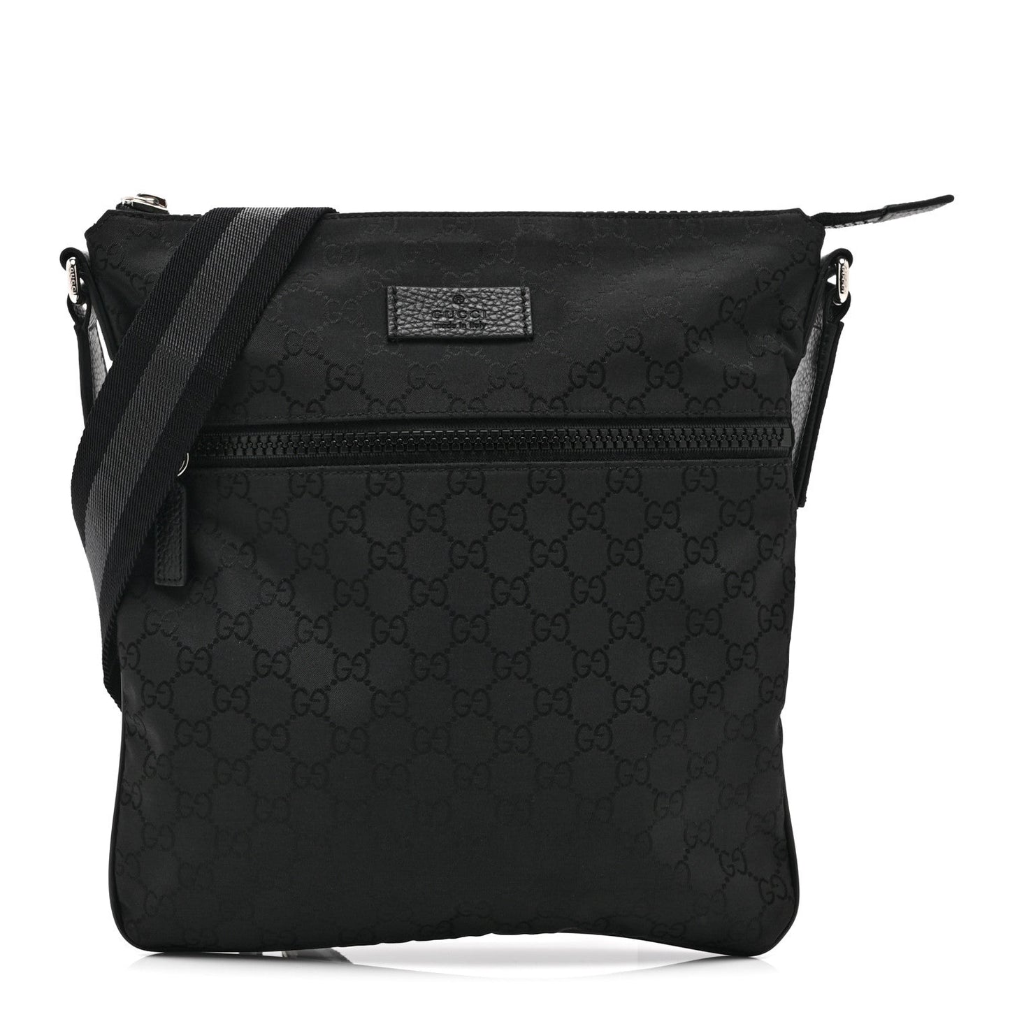 Nylon Monogram Small Flat Messenger Bag Black