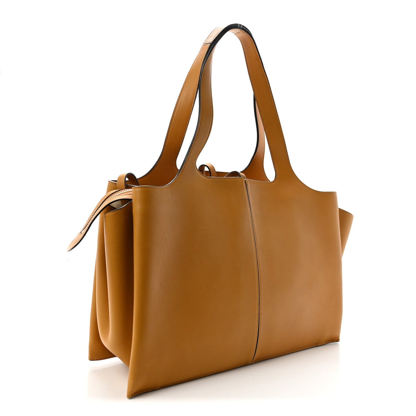 Supple Natural Calfskin Medium Tri-Fold Bag Ocre