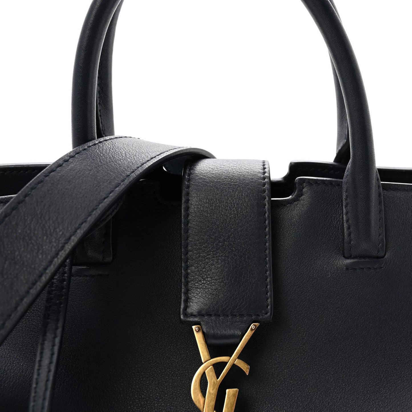 Calfskin Suede Small Monogram Downtown Cabas Navy Blue