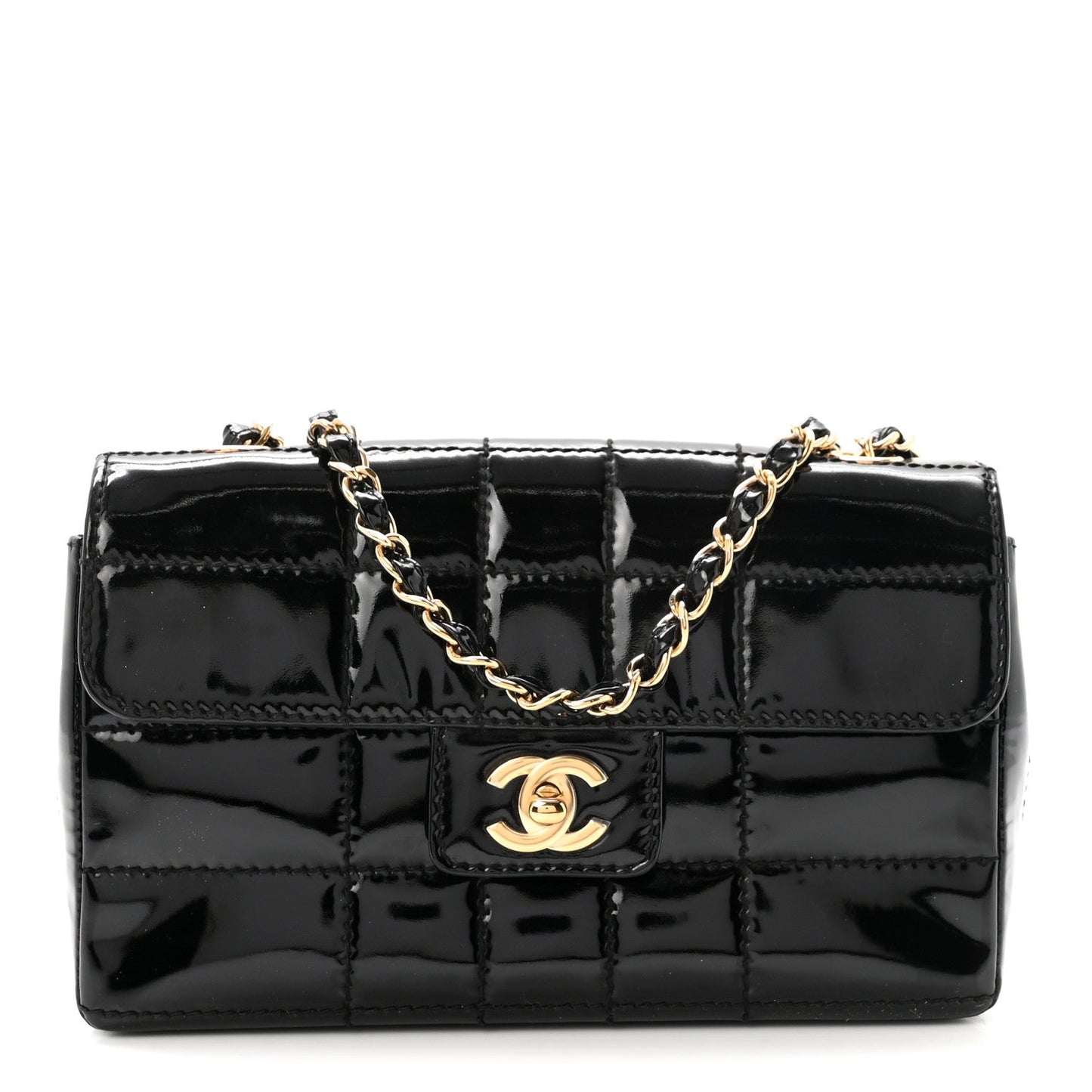 Patent Medium Chocolate Bar Flap Black