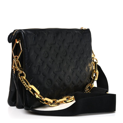 Lambskin Embossed Monogram Coussin MM Black