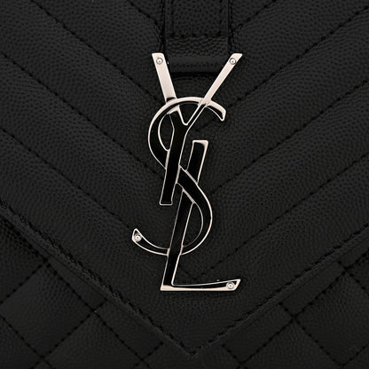 Grain De Poudre Textured Mixed Matelasse Triquilt Medium Monogram Satchel Black