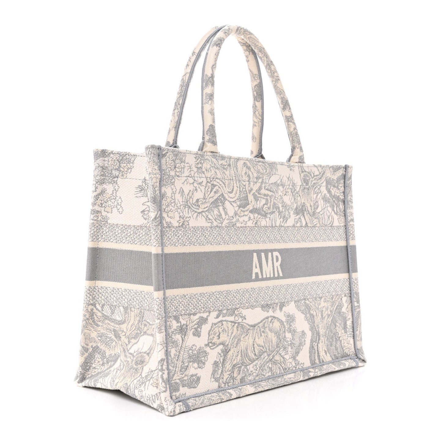 Canvas Embroidered Medium Dioriviera Toile De Jouy Book Tote Gray