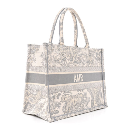 Canvas Embroidered Medium Dioriviera Toile De Jouy Book Tote Gray